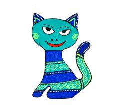 Handcrafted Folk Cat Fridge Magnet Kitchen Decor